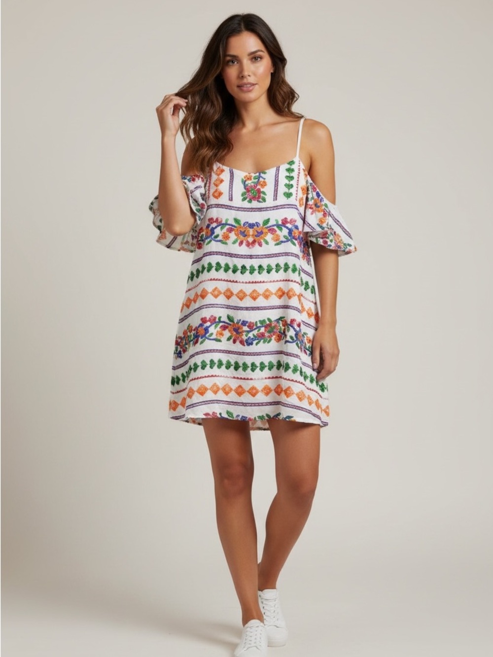 La Blanca Women’s Colorful Embroidered Floral Dress